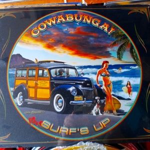 Surfing metal sign. 12x16